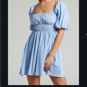 Showpo Light Blue Puff Sleeve Dress